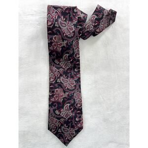 Oscar de la Renta Neckwear Couture Collection Abstract Floral Paisley Silk Tie